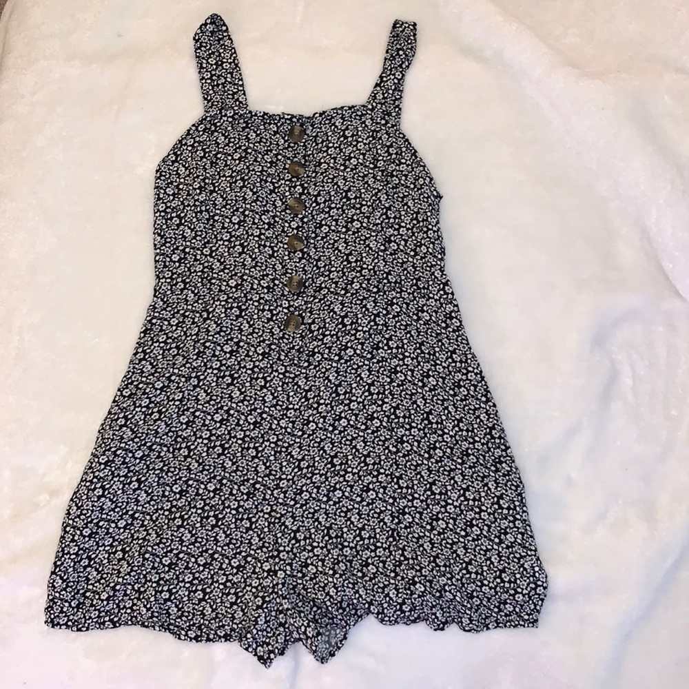 American Eagle Black Floral Romper